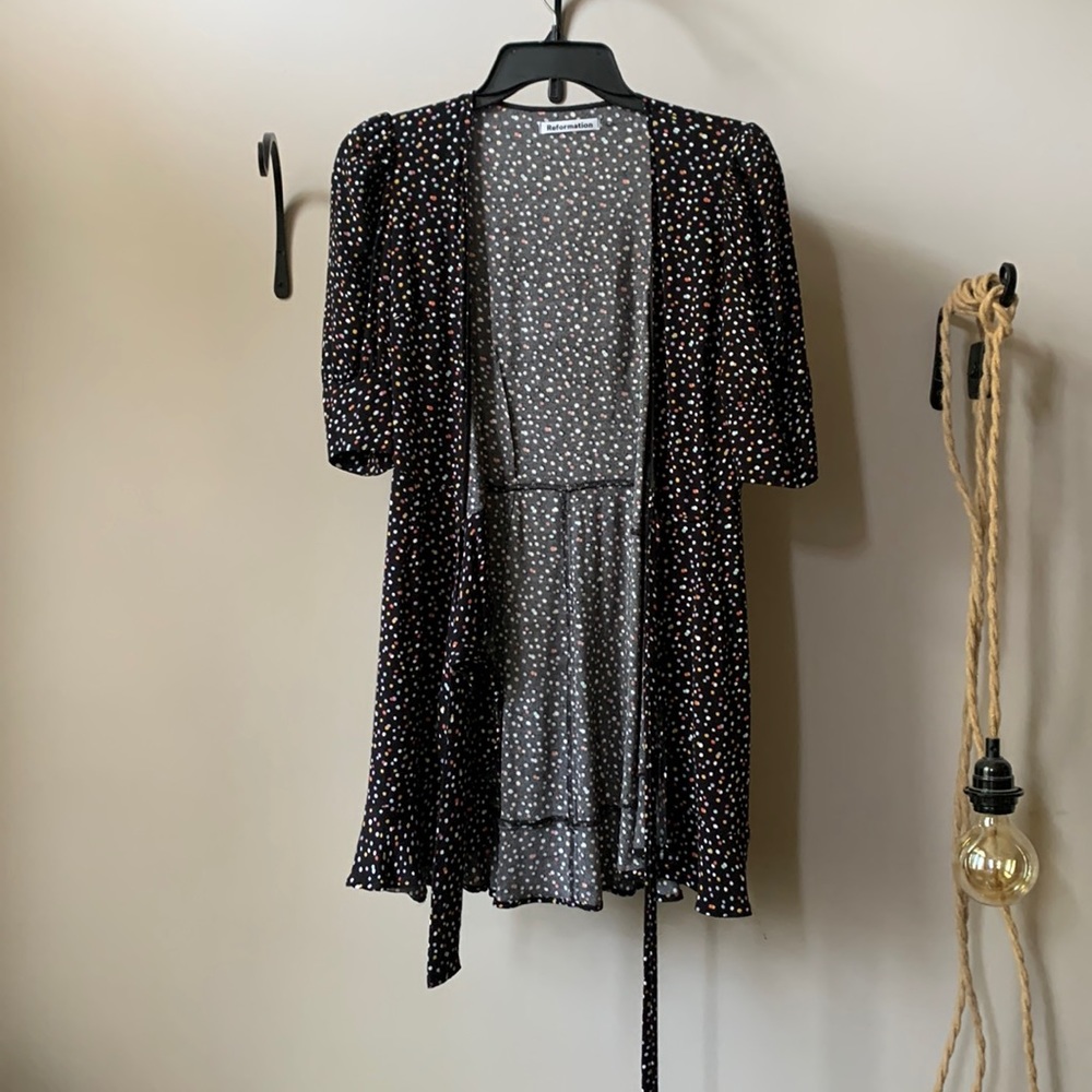 Reformation mini polka dot dress